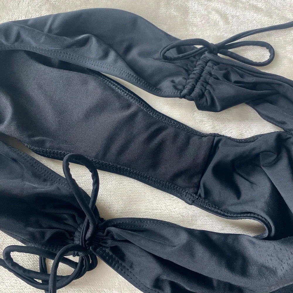 Polka Dot Halter Bikini and Black Bottoms - Picture 8 of 10